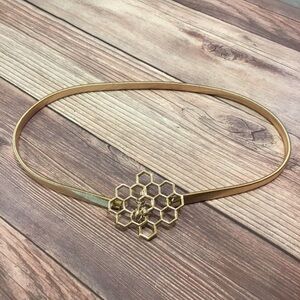 Gold Tone 🐝 Honeycomb Skinny Waist Belt